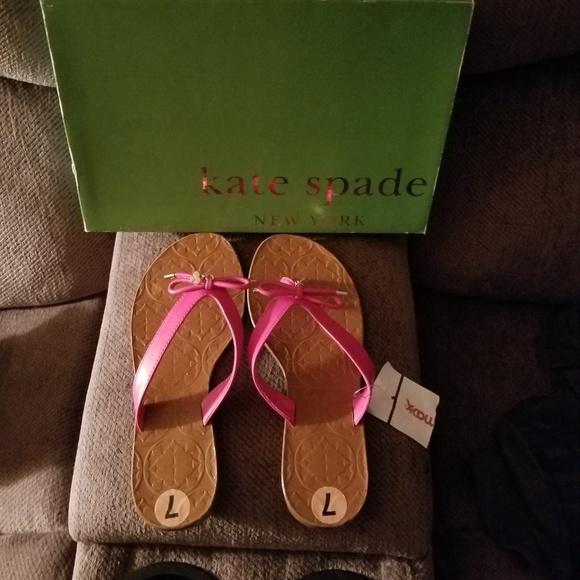N.I.B Kate Spade Pink Flip Flops Pink  With Bow - Picture 2 of 3